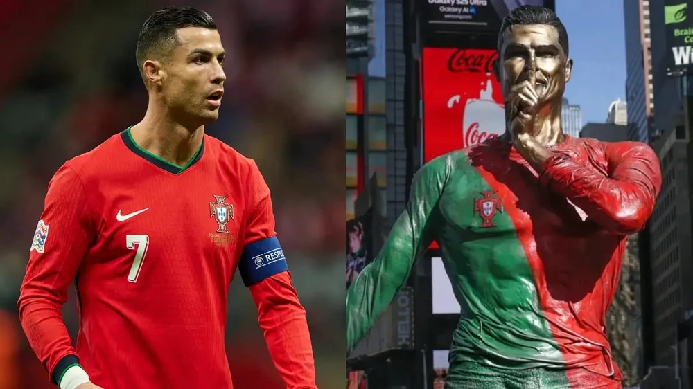 Mỹ dựng tượng tôn vinh Cristiano Ronaldo như một cách quảng bá cho việc tổ chức World Cup 2026, đồng chủ nhà với Canada và Mexico. Ảnh: GETTY. tôn vinh Cristiano Ronaldo