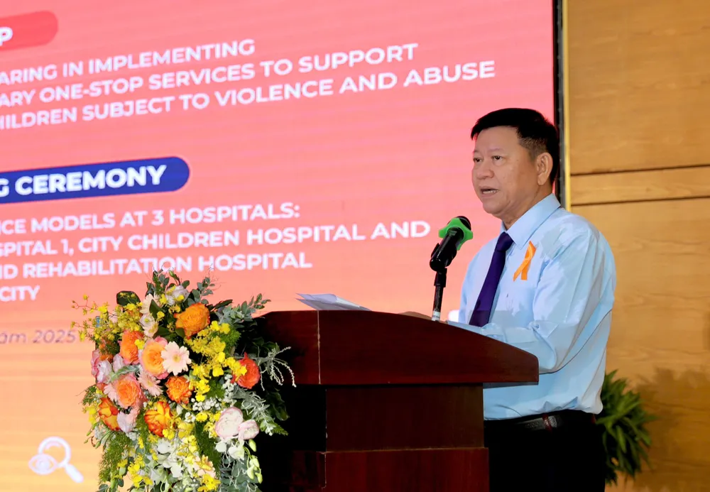 Ông Nguyễn Tăng Minh, Phó Giám đốc Sở Y tế TP.HCM phát biểu tại sự kiện. mô hình một cửa 4.jpg