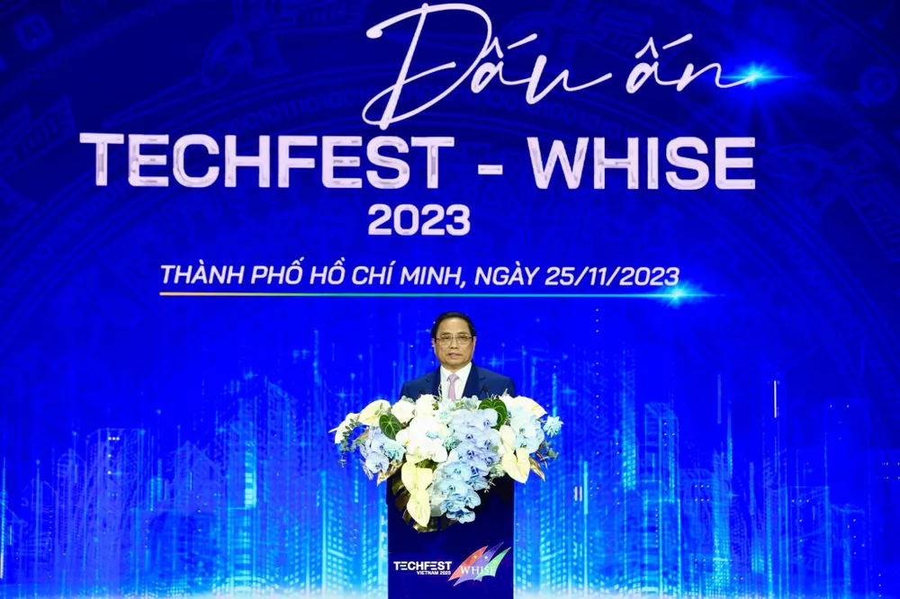 Thủ tướng Chính phủ Phạm Minh Chính phát biểu tại chương trình. Ảnh: HÀ THƯ Thủ tướng kỳ vọng thế hệ trẻ dám nghĩ, dám làm, tạo nên 'kỳ lân' khởi nghiệp, đổi mới sáng tạo-khoi-nghiep-doi-moi-sang-tao