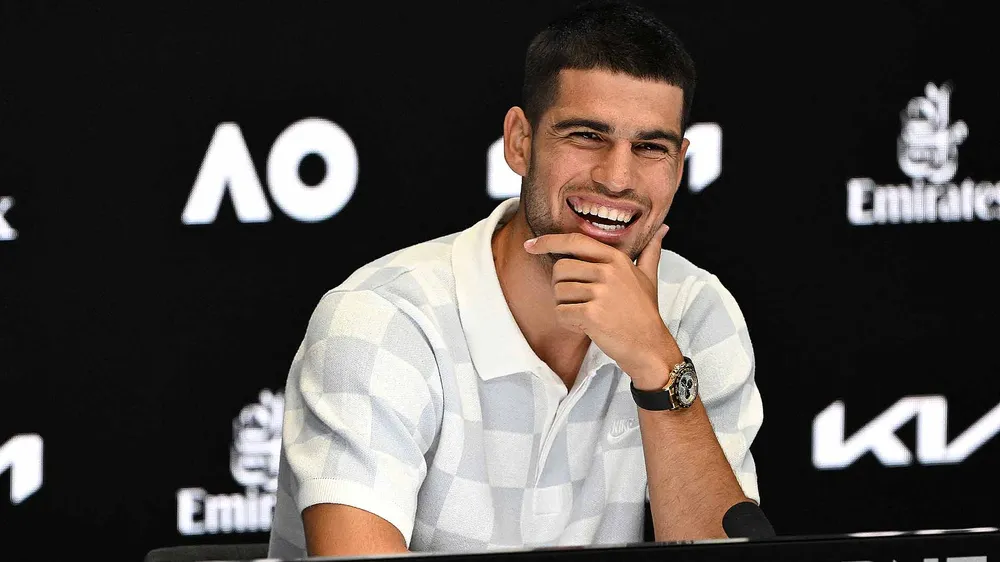 Alcaraz tại họp báo trước thềm Grand Slam Úc mở rộng. Ảnh: GETTY Grand Slam Úc mở rộng