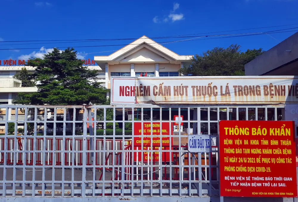 Bệnh viện Đa khoa tỉnh Bình Thuận thời điểm xảy ra dịch COVID-19. Ảnh PĐ. tinh-binh-thuan.png